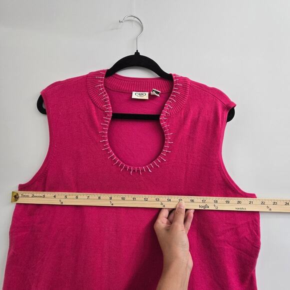 Cato Women’s Plus Size 18/20W Sleeveless Sweater Tank Top Pink Beaded Neckline - Picture 3 of 7